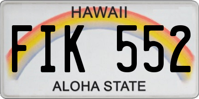 HI license plate FIK552