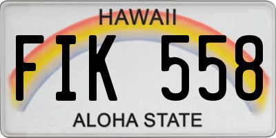 HI license plate FIK558