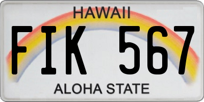 HI license plate FIK567