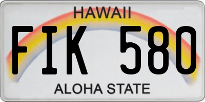 HI license plate FIK580