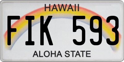 HI license plate FIK593