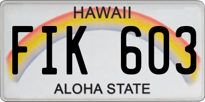 HI license plate FIK603