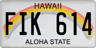 HI license plate FIK614