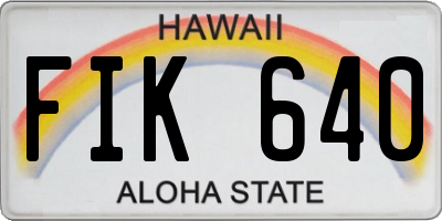 HI license plate FIK640
