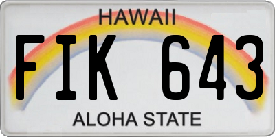 HI license plate FIK643