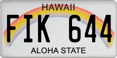 HI license plate FIK644