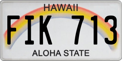 HI license plate FIK713