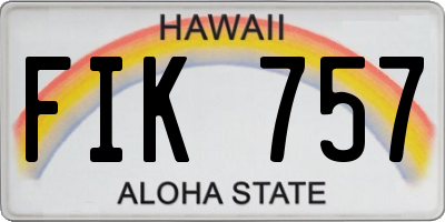 HI license plate FIK757