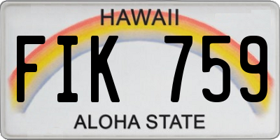 HI license plate FIK759