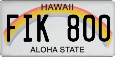 HI license plate FIK800