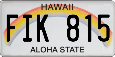 HI license plate FIK815