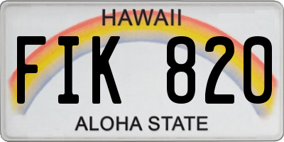 HI license plate FIK820