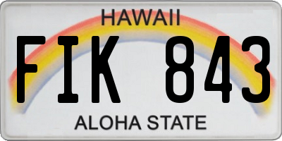 HI license plate FIK843
