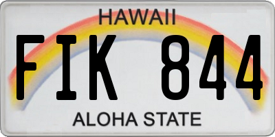 HI license plate FIK844