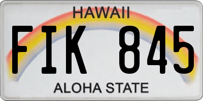 HI license plate FIK845