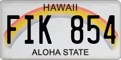 HI license plate FIK854