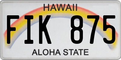 HI license plate FIK875