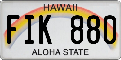 HI license plate FIK880