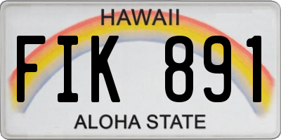 HI license plate FIK891