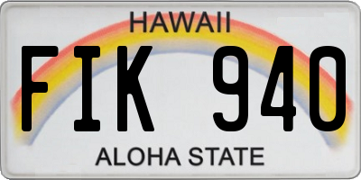 HI license plate FIK940