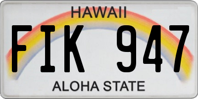HI license plate FIK947