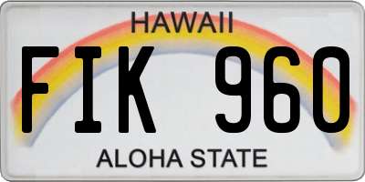 HI license plate FIK960