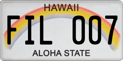 HI license plate FIL007