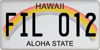HI license plate FIL012