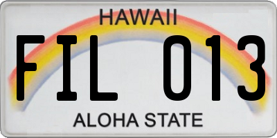 HI license plate FIL013