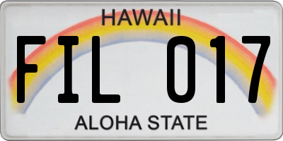 HI license plate FIL017
