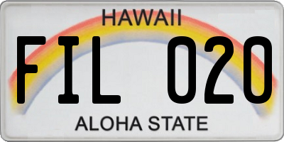 HI license plate FIL020