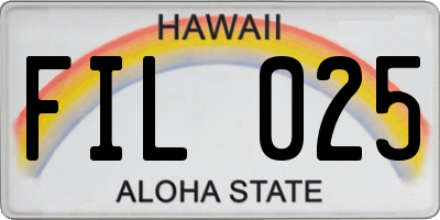 HI license plate FIL025