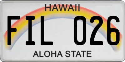 HI license plate FIL026
