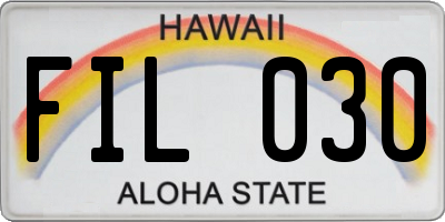 HI license plate FIL030