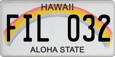 HI license plate FIL032