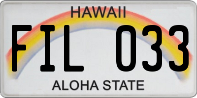 HI license plate FIL033