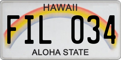 HI license plate FIL034