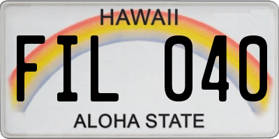 HI license plate FIL040
