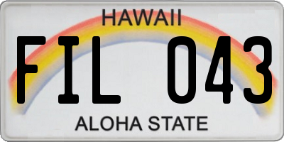 HI license plate FIL043