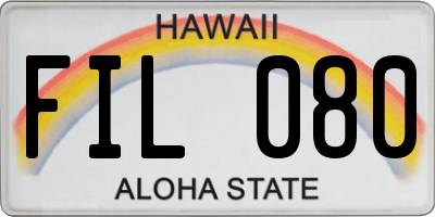 HI license plate FIL080