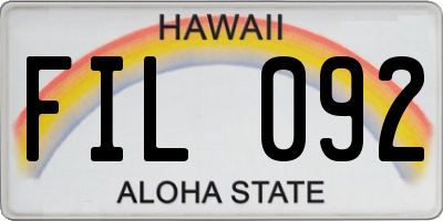 HI license plate FIL092