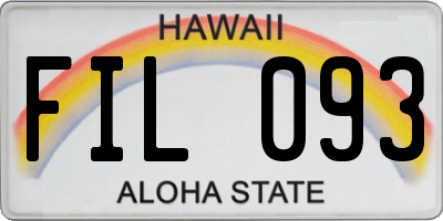 HI license plate FIL093