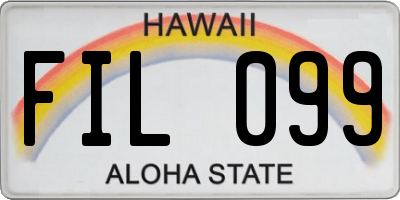 HI license plate FIL099