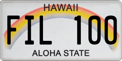 HI license plate FIL100