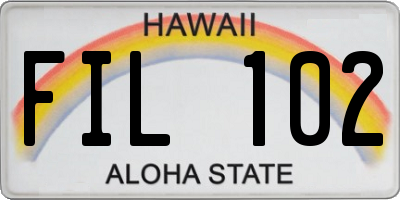 HI license plate FIL102