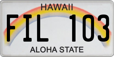 HI license plate FIL103