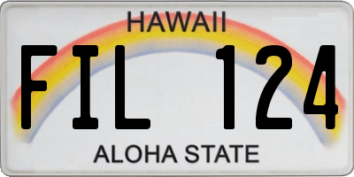 HI license plate FIL124