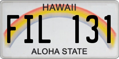 HI license plate FIL131