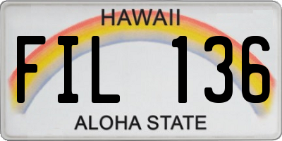 HI license plate FIL136