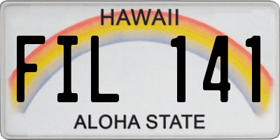 HI license plate FIL141